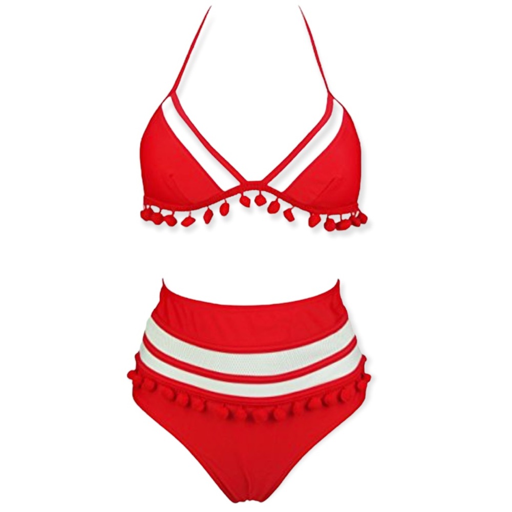 NWOT Cocoship Retro Pompon Bikini